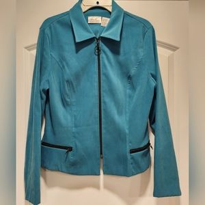 KATHIE LEE TEAL ZIP JACKET SIZE 12